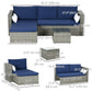 Outsunny Modern 3-Piece Rattan Sofa Set, Wicker Patio Furniture with Coffee Table, Cushions, Pillows for Outdoor | The Comfy Couch Canada