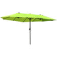 Outsunny 15ft Twin Canopy Patio Umbrella - Sunshade with Steel Table, Lift Crank in Green for Outdoor Comfort | The Comfy Couch Canada