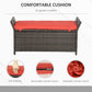 Outsunny 2-In-1 Outdoor PE Rattan Storage Bench, 27 Gallon Patio Wicker Furniture, Basket Box with Handles and Cushion Red | The Comfy Couch Canada