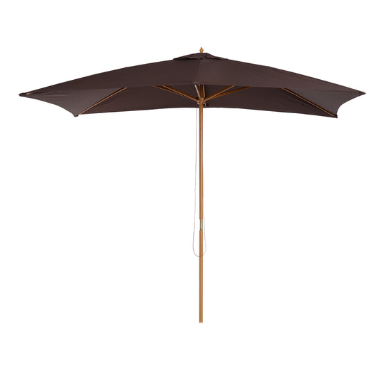 Outsunny 7x10ft Wooden Rectangle Patio Umbrella: Coffee Market Garden Parasol Outdoor Sunshade Canopy | The Comfy Couch Canada