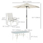 Outsunny 8 Piece Patio Dining Set with Table Umbrella, 6 Chairs and Rectangle Dining Table, Outdoor Patio Furniture Set, Cream White | The Comfy Couch Canada