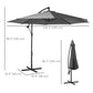 Outsunny 9.7ft Offset Patio UmbrellaCantilever Parasol with Crank Handle, 8 Ribs and Cross Base for Outdoor, Sun Shade, Cream | The Comfy Couch Canada