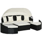 Outsunny Patio Daybed 4PC PE Wicker Round Outdoor Lounge Set Cream White Patio Furniture Seating | The Comfy Couch Canada