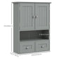 kleankin Grey Over Toilet Cabinet: Bathroom Wall Storage with Medicine Cabinet, Shelf & Drawers for Hallways & Living Rooms | The Comfy Couch Canada