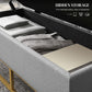 HOMCOM Flip Top Storage Ottoman Upholstered Storage Bench Linen Fabric Footstool Living Room Bedroom Grey Furniture | The Comfy Couch Canada