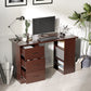 HOMCOM 47" Walnut Home Office Desk with 3-Tier Storage Shelves & Drawers - Elegant Study Writing Table | The Comfy Couch Canada