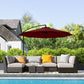 Outsunny 9.7ft Offset Patio Umbrella Garden Hanging Parasol Banana Cantilever Umbrella with Base, Crank, Wine Red | The Comfy Couch Canada