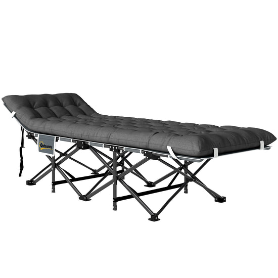 Outsunny 26.8" Wide Folding Bed, Camping Cot for Adults with Mattress, Carry Bag, Max Load 330 LBS, Dark Grey | The Comfy Couch Canada