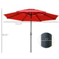 Outsunny 9FT Patio Umbrella 3 Tiers Outdoor Market Umbrella Crank Push Button Tilt for Deck Backyard Lawn Red | The Comfy Couch Canada