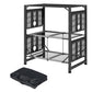 Outsunny Aluminum Folding Camping Kitchen Cook Station Carrying Bag 4 Side Tables 2 Shelves BBQ RV Picnic Black.