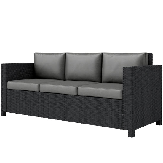 Outsunny Deluxe 3 Seat Rattan Wicker Sofa Garden Outdoor Patio Furniture with Cushion, Grey | The Comfy Couch Canada