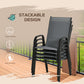 Outsunny Set of 4 Outdoor Dining Chairs, Heavy Duty Stackable Patio Dining Set with Armrests for Balcony Garden, Dark Grey | The Comfy Couch Canada