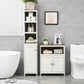 kleankin Spacious Bathroom Storage Tower: Freestanding Unit, 3 Open Shelves & Adjustable Shelf in Antique White Finish.