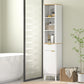 HOMCOM 67" Tall Bathroom Cabinet, Narrow Bathroom Storage Cabinet with 3 Open Shelves, Drawer and 2 Adjustable Shelves, White | The Comfy Couch Canada