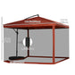 Wine Red Cantilever Patio Umbrella by Outsunny with Adjustable Canopy Angle, Net, Cross Base & Weight Plates, 8 Ribs | The Comfy Couch Canada