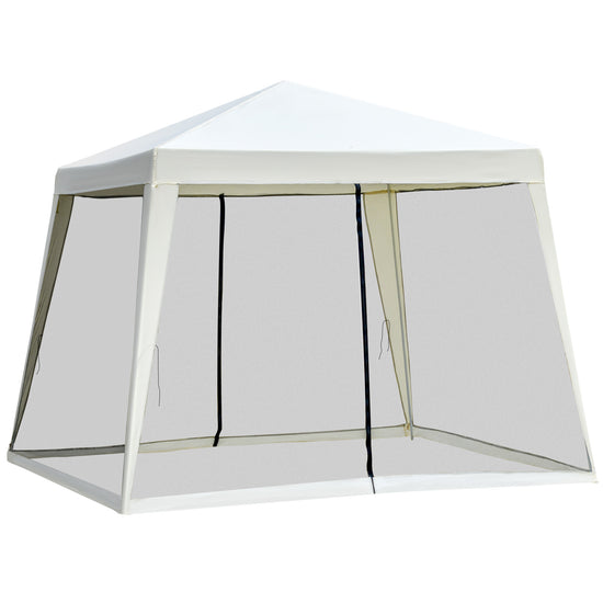 Outsunny 10x10ft Beige Party Tent with Netting - Outdoor Patio Canopy Gazebo for Sun Shade and Garden Shelter | The Comfy Couch Canada
