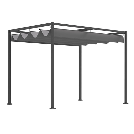 Outsunny Metal Frame Pergola Gazebo 10x7ft with Retractable Canopy Outdoor Patio Sun Shelter Water-Proof Yard Shade Grape Tent | The Comfy Couch Canada