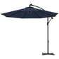 Outsunny 10ft Cantilever Hanging Offset Patio Umbrella Solar LED Lights Crank Cross Base Aluminum Blue | The Comfy Couch Canada