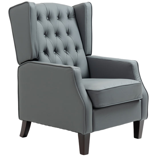 HOMCOM Grey Faux Leather Accent Chair - Chic Modern Armchair with Thick Padding for Comfort in Living Room or Home Office | The Comfy Couch Canada