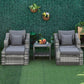 Outsunny 5-Piece Patio Wicker Set, Compact Rattan Sofa with Armchairs & Grey Cushions for Afternoon Tea | The Comfy Couch Canada