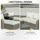 Outsunny 3 Piece Patio Furniture Set Aluminum Frame Outdoor Rattan Sofa Sectional Conversation Set Beige | The Comfy Couch Canada