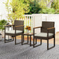 Outsunny 3 Pieces Wicker Patio Furniture Set, Rattan Bistro Set w/ Acacia Wood Table & Removable Cushions, White | The Comfy Couch Canada