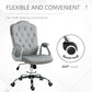 Vinsetto Plush Velvet Home Office Chair: Gray Button Tufted, Swivel Desk Chair, Adjustable Height, Tilt Function | The Comfy Couch Canada