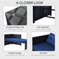 Outsunny 3PCS Rattan Wicker Sofa Chaise Lounge Outdoor Patio Furniture Set Cushioned Black Dark Blue | The Comfy Couch Canada
