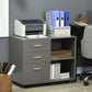 HOMCOM File Cabinet: 3 Drawers, Printer Stand, Open Shelves, Rolling Wheels, Grey, Office Storage | The Comfy Couch Canada