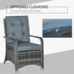 Outsunny 3 Piece Outdoor PE Rattan Patio Furniture Set Bistro Set w/ Cushions, Tempered Glass Tabletop for Balcony, Pool, Grey | The Comfy Couch Canada