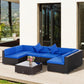 Outsunny 7-Piece Outdoor Sofa Set, Patio Wicker Sectional Sofa with Tempered Glass Coffee Table & Cushions | The Comfy Couch Canada