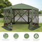 Outsunny 12x12 Pop Up Canopy Tent, Screened Gazebo with Mesh Sidewalls, Carry Bag for Camping & Outdoor Dining, Green | The Comfy Couch Canada