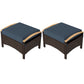 Outsunny 2 Pieces Wicker Outdoor Ottoman with Removable Cushion, Rattan Outdoor Footstool, Footrest and Side Table, Blue | The Comfy Couch Canada