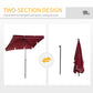Outsunny Patio Umbrella: 7x4ft Rectangular Aluminum Adjustable Tilt UV Protection Wine Red | The Comfy Couch Canada