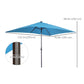 Outsunny 6.5x10ft Patio Umbrella Rectangle Solar Powered Tilt Aluminum Outdoor Market Parasol with LEDs Crank (Turquoise) | The Comfy Couch Canada