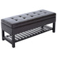 HOMCOM Dual-Purpose Elegance: Lift-Top Storage Ottoman Bench with Tufted Faux Leather, Shoe Rack, and Open Bottom Design, Black Finish | The Comfy Couch Canada