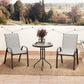 Outsunny 3 Pieces Bistro Set, Small Patio Furniture Set with Stackable Mesh Chairs, Glass Table for Garden, Balcony, Light Grey | The Comfy Couch Canada