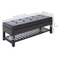 HOMCOM Dual-Purpose Elegance: Lift-Top Storage Ottoman Bench with Tufted Faux Leather, Shoe Rack, and Open Bottom Design, Black Finish | The Comfy Couch Canada