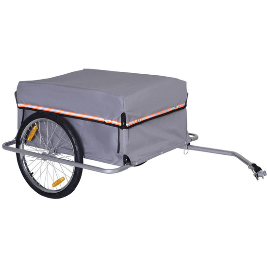 Aosom Bicycle Cargo Trailer Folding Cart Carrier for Cycling Camping Garden w Quick Release Cover Grey | The Comfy Couch Canada