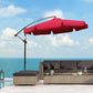 Outsunny 9FT Offset Hanging Patio Umbrella: Red Easy Crank Tilt Cross Base 8 Ribs UV Blocking Canopy | The Comfy Couch Canada