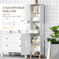kleankin Tall Slim Bathroom Linen Tower: Drawers, Shelves & Floor-Standing Organizer for Space-Saving Storage, White Finish | The Comfy Couch Canada