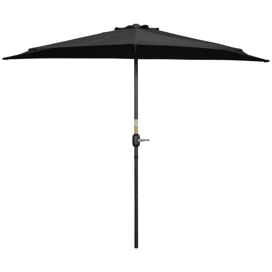 Outsunny Patio Umbrella: 9ft Half Round Balcony Garden Parasol Sun Shade Black | The Comfy Couch Canada