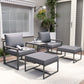 Outsunny 5 Pieces Outdoor Patio Furniture Set with Ottomans, Cushions, Small Patio Sofa Set for Garden, Backyard, Poolside, Grey | The Comfy Couch Canada