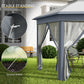 Outsunny Pop Up Hexagon Patio Gazebo 13x13ft Double Roof Outdoor Instant Shelter Garden with Netting Grey | The Comfy Couch Canada