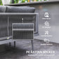 Outsunny 3 Pieces Outdoor Furniture Set, L Shaped Wicker Patio Furniture Conversation Set with Cushions, Steel Table, Grey | The Comfy Couch Canada