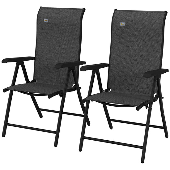 Outsunny 2PC Outdoor Wicker Folding Chairs Adjustable Backrest Patio Furniture Grey | The Comfy Couch Canada