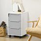 HOMCOM Mobile Filing Cabinet: 3-Drawer Vertical Unit with Lock & Wheels for Home Office, White/Grey.