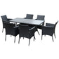 Outsunny Outdoor Dining Set 7-Piece Patio Furniture for 6 with Comfortable Cushions Weather-Resistant Black | The Comfy Couch Canada