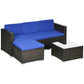Outsunny 3 Pieces PE Rattan Patio Furniture, Wicker Conversation Corner Sofa Sets w/ Padded Cushions, Glass Top Table & Adjustable Foot | The Comfy Couch Canada