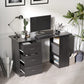 HOMCOM Black Computer Writing Desk with 3 Shelves & 3 Drawers - Versatile Student Study Table for Home Office | The Comfy Couch Canada